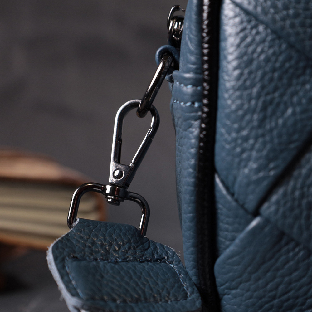 Шкіряна сумка з палітурками для стильних жінок Vintage 22408 Синя Київ - фото 9