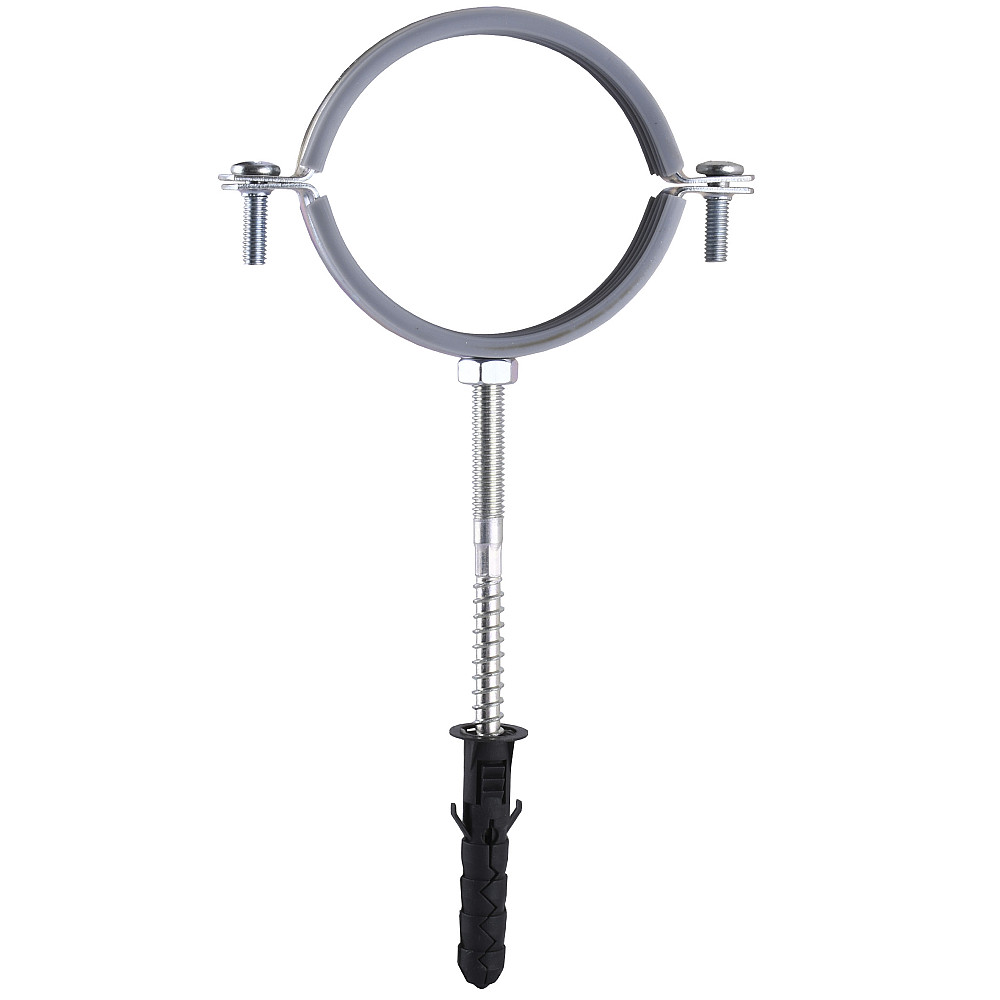 Хомут в зборi CR 2 1/2″ (70-80мм) з гвинтом-шурупом 8*100 та дюбелем в уп., сірий Тернопіль - фото 1