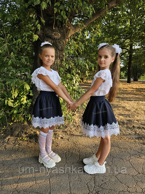 Комплект школьной формы блузка короткий рукав и юбочка с кружевом 116-134 Кривой Рог - изображение 4
