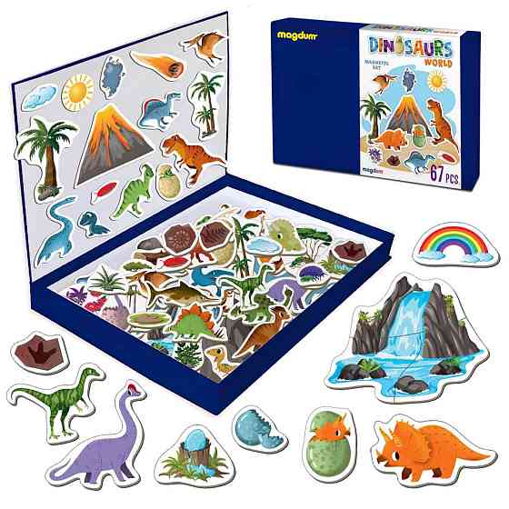 Набір магнітів Світ динозаврів Велика магнітна історія ML4032-04 EN 67 магнітів Вінниця