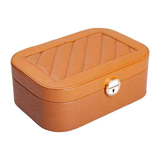 Yiwu Скринька для прикрас з еко шкіри 2 яруси із замком органайзер для ювелірних виробів HP-5-1 Коломыя