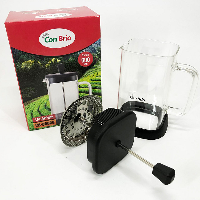 Чайник самовар скляний Con Brio 600 мл CB-6660B, Стильний чайник для заварки, Френч-прес WX-916 з ручкою Київ - фото 7