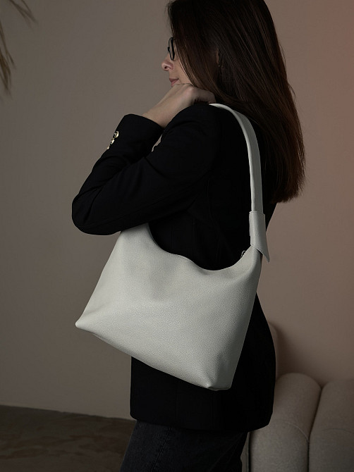 Сумка тоут жіноча шкіряна велика Юта Бежева 28*30*12 см, сумка шопер бежева стильна з кишенямиMasterSem Київ - фото 2