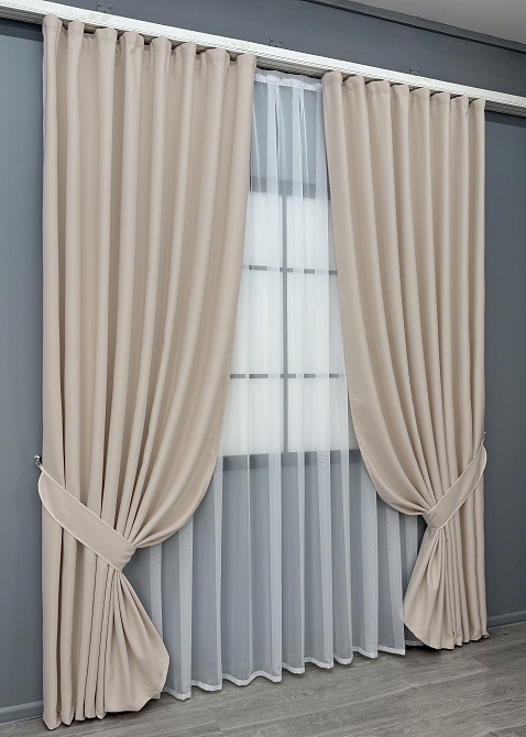 Комплект готовых штор VR-Textil Рогожка TERRA LUXE № 2067ш Таш 150х290 см 2 шт (33-1299) Киев - изображение 3