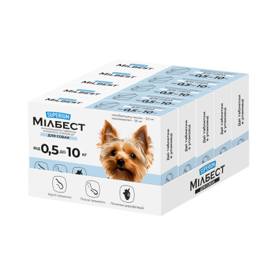 Таблетки для животных Superium Милбест Антигельминтные тотального спектра действия для собак 0.5-10 кг 2 табл. (9166) Винница - изображение 2