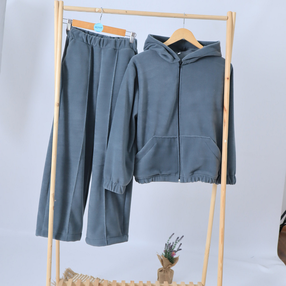 Дитячий теплий Флісовий термо костюм (родзинка з капюшоном + штани палаццо) оливковий 110 Кам'янець-Подільський - фото 4