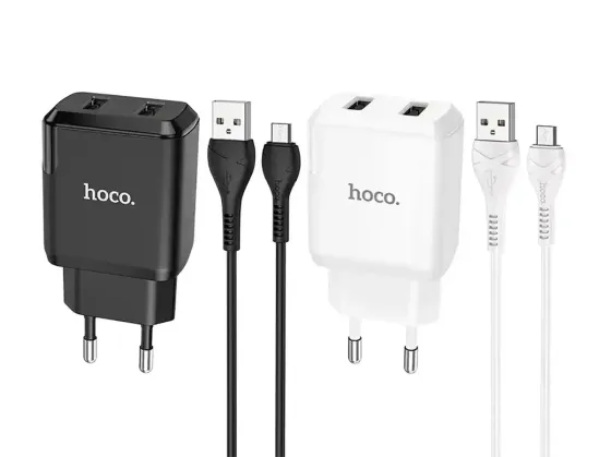 Мережевий зарядний пристрій Hoco N7 Speedy 220V (10.5W, 5V/2.1A) на 2 USB-порти з кабелем USB - micro-USB Одеса