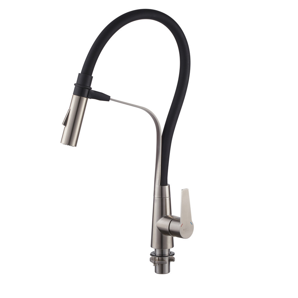 Кухонный смеситель с черным силиконовым изливом Koer KI-70022-02 (из нерж. стали) (KR4799) Киев - изображение 9