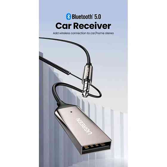 Bluetooth-ресивер UGREEN CM309 Bluetooth Car Receiver Aux with Mic (Space Gray)(UGR-70601) Николаев