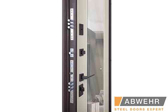 Двери входные, квартирные ABWEHR. Модель 549/544 MIRA Цвет Смоки софт / Белый супермат / Зеркало 960 Киев