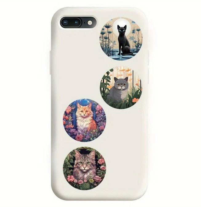 Стикеры с котами. Водонепроницаемые виниловые эстетические наклейки, набор 50 штук. размер 3.5 см. Киев - изображение 4