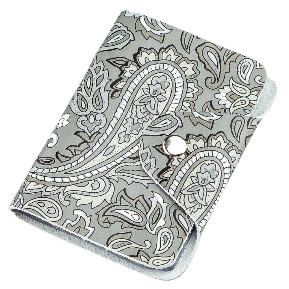 Визитница кожаная вертикальная серая с узором Shvigel 19082 Серая Киев - изображение 1