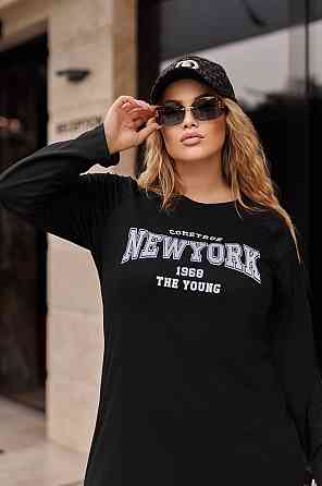 Спортивное трикотажное платье с надписью Freedom батал 54-56, Черный Киев