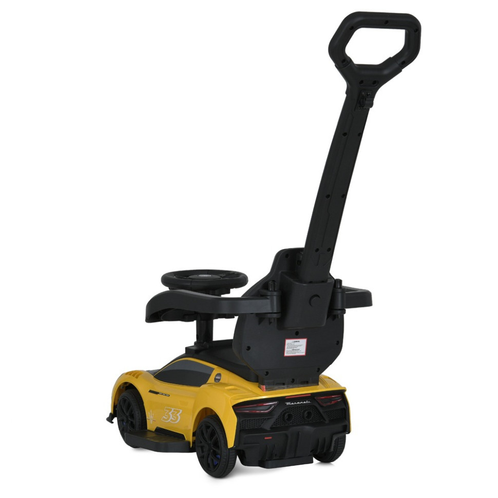 Дитяча каталка-толокар 2 в 1 M 5106-6 жовтий, з батьківською ручкою Вінниця - фото 2