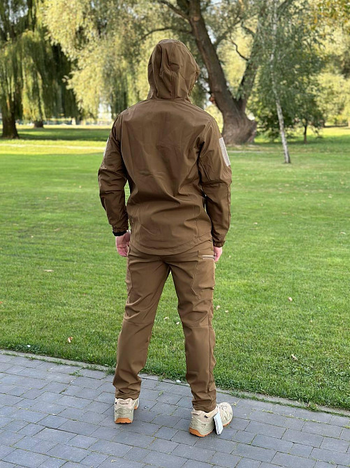 Тактический демисезонный мужской костюм soft shell койот, военная форма софт шелл с молнией Львов - изображение 8
