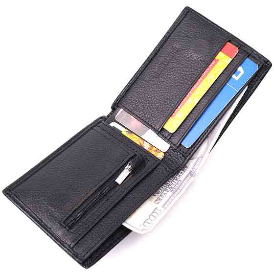 Удобное мужское портмоне из натуральной кожи ST Leather 22482 Черный Киев