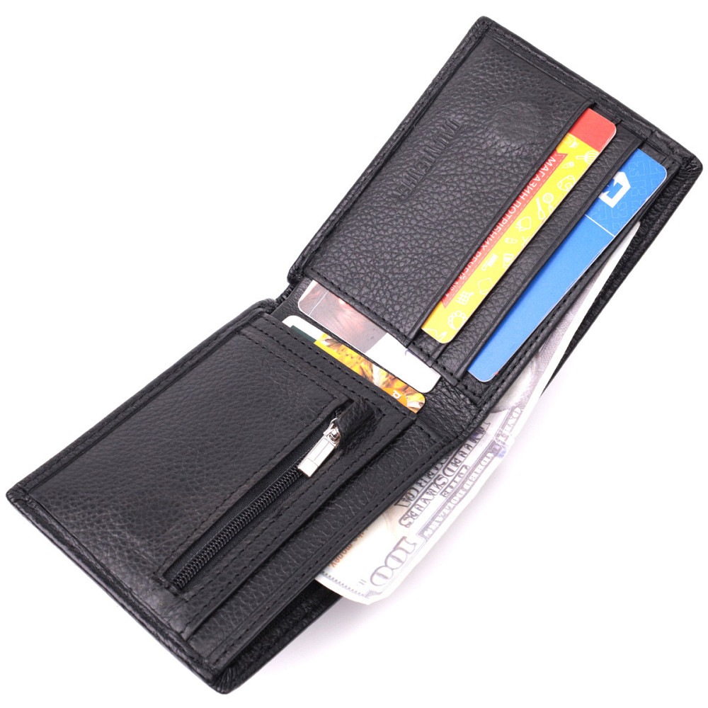 Удобное мужское портмоне из натуральной кожи ST Leather 22482 Черный Киев - изображение 4