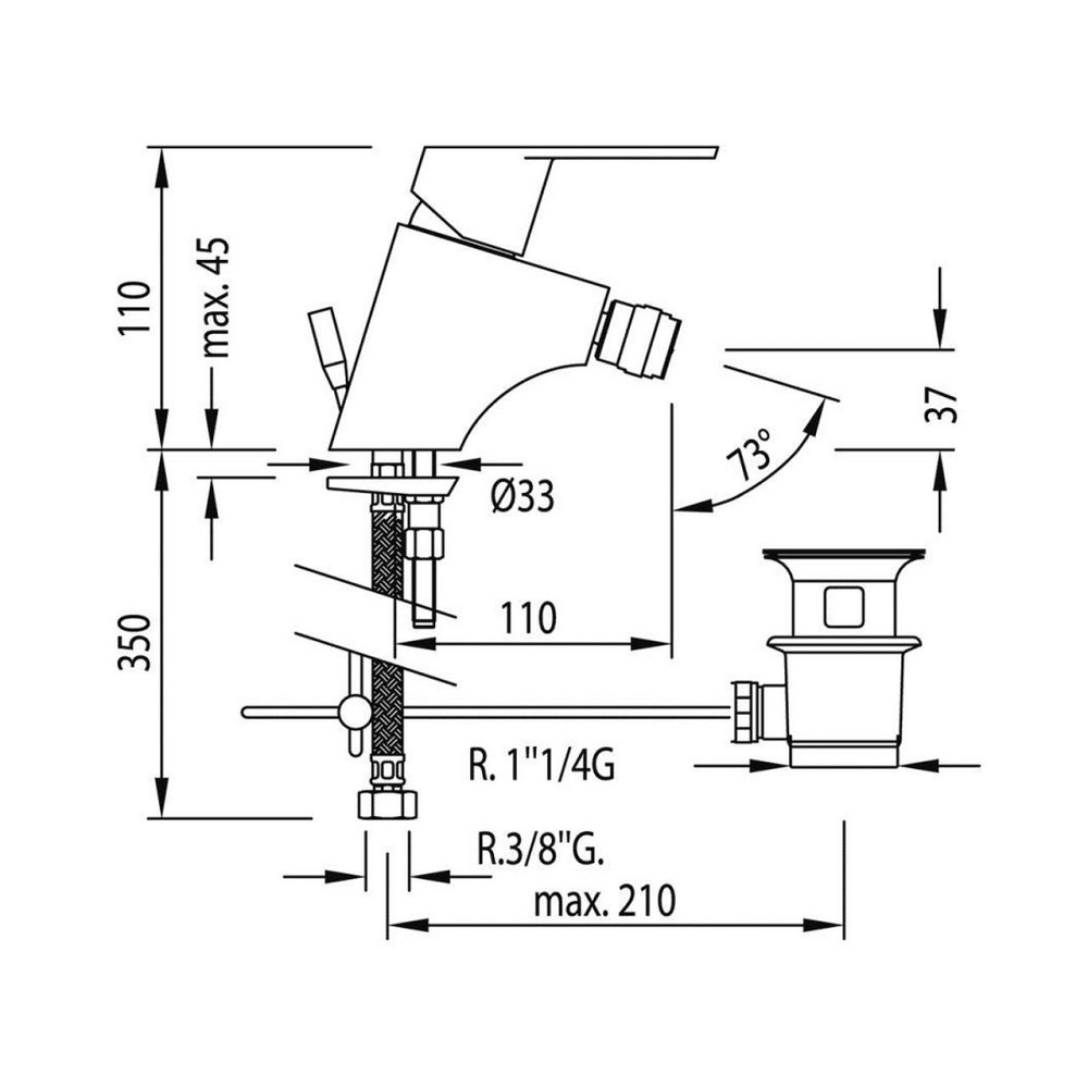 Змішувач для біде TRES BM-TRES 139120 DA зі шлангами та донним клапаном Київ - фото 3