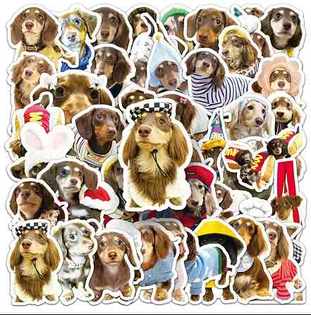 Набор стикеров с таксами 50 шт – милые наклейки с собаками для декора Киев