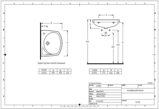 Подвесная раковина EGE Vitrifiye Lissa 500x175x400мм (91501) Белый Винница