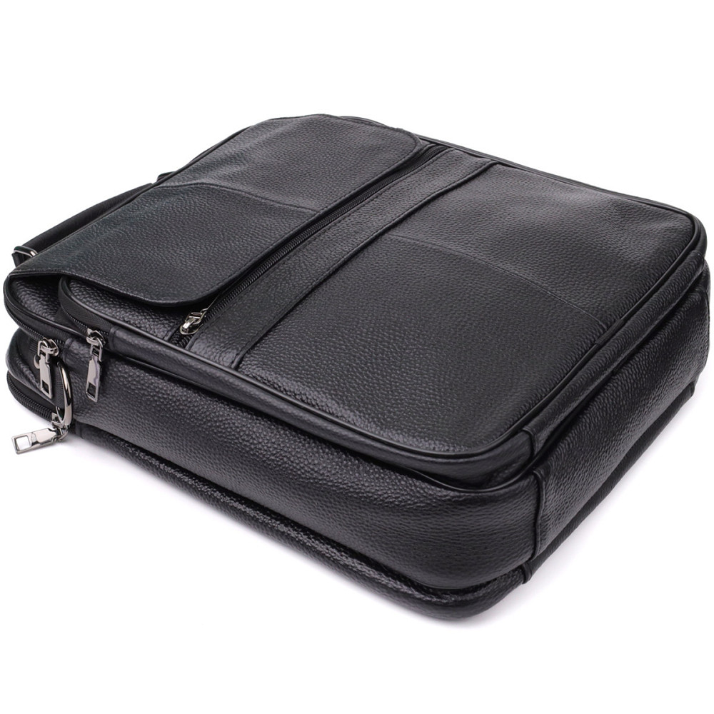 Чоловіча сумка з ручкою для перенесення в руці з натуральної шкіри Vintage 23026 Чорний Київ - фото 8