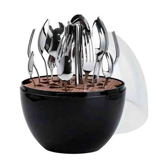 Набор столовых приборов на 6 персон из нержавеющей стали 24 штуки с подставкой Яйцо Черный HP78811 Киев