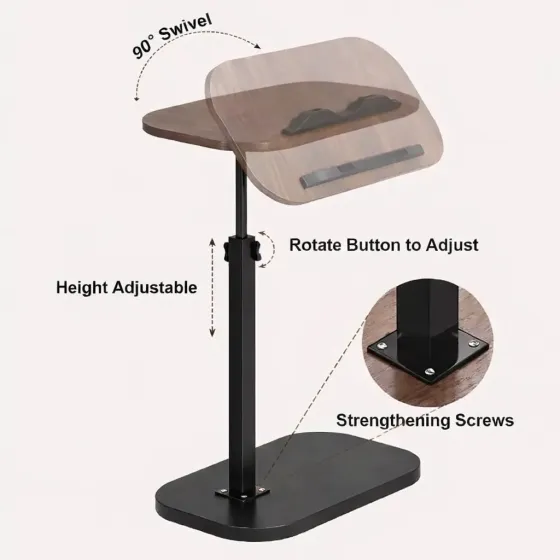 Журнальный столик с регулировкой высоты и оборотом 360° с наклоном Темное-дерево Коломия