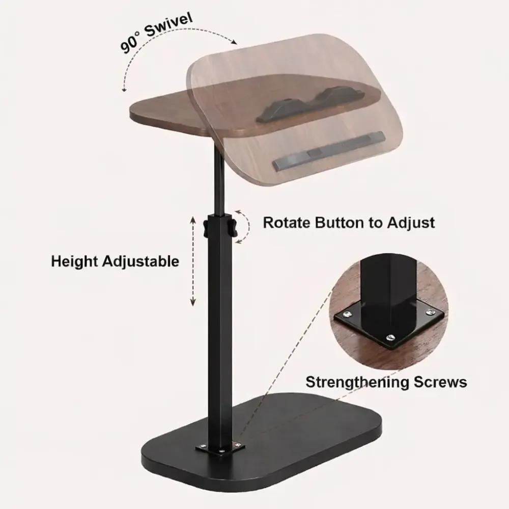 Журнальный столик с регулировкой высоты и оборотом 360° с наклоном Темное-дерево Коломия - фото 4