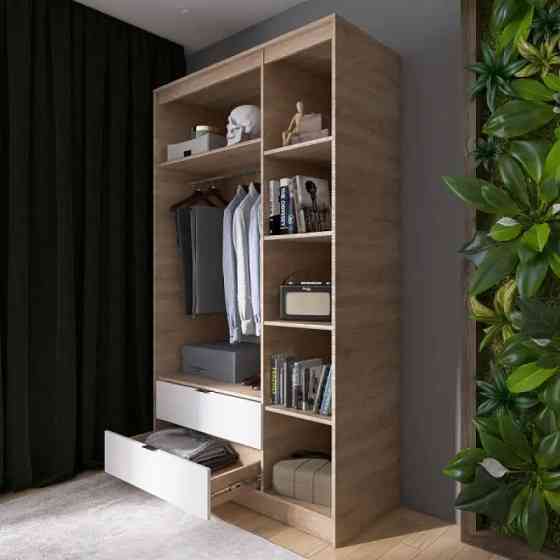 Шкаф распашной для одежды с выдвижными ящиками (штанга - полки) Эверест Сити-1200 120,2х50х204,6 см Дуб сонома/Белый (DTM-071126) Львов