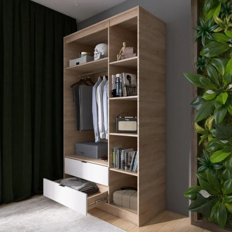 Шкаф распашной для одежды с выдвижными ящиками (штанга - полки) Эверест Сити-1200 120,2х50х204,6 см Дуб сонома/Белый (DTM-071126) Львов - изображение 4