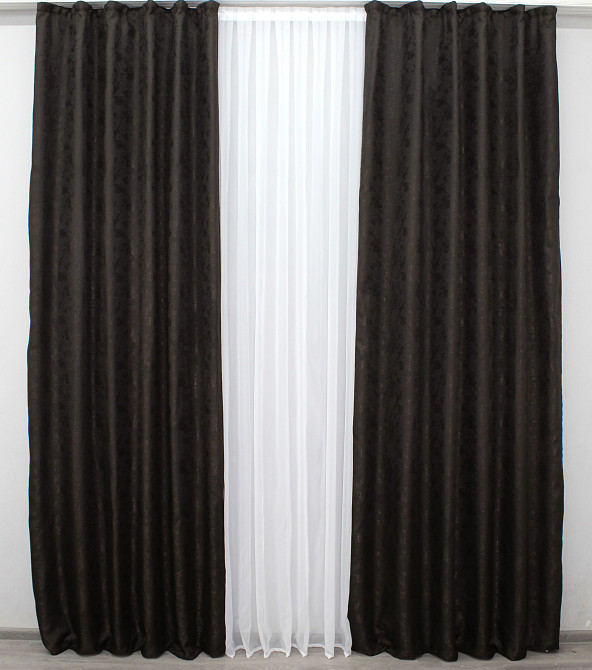 Комплект готовых штор VR-Textil Жаккард Мрамор Al1 № 613ш Венге 150х290 см 2 шт (33-0830) Киев - изображение 3