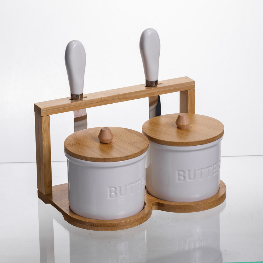 Набір масленок з ножами на бамбуковій підставці Київ - фото 3