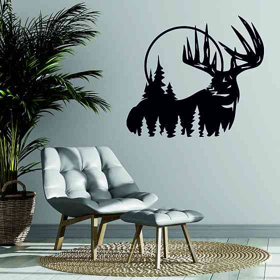 Декоративное настенное Панно «Олень» Декор на стену 70*63 см., Черный Киев