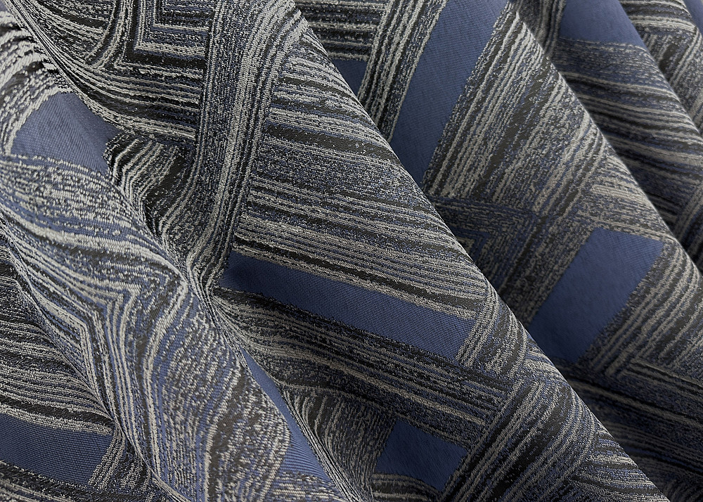 Комплект готовых штор VR-Textil Жаккард Mystery № 1627ш Серый с темно-синим 150х290 см 2 шт (33-0474) Киев - изображение 6