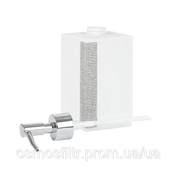 Дозатор для рідкого мила Axentia Ліндос білий з декором 400 мл полігума 7.2x18.2x7.2 см (134347) Київ - фото 3