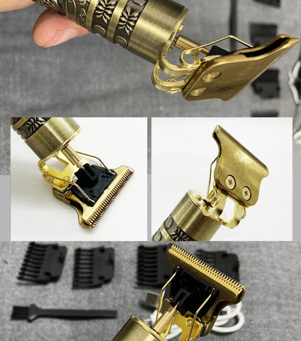 Тример для стрижки волосся окантування бороди акумулятор USB AC Prof Vintage T9-01 Київ - фото 3