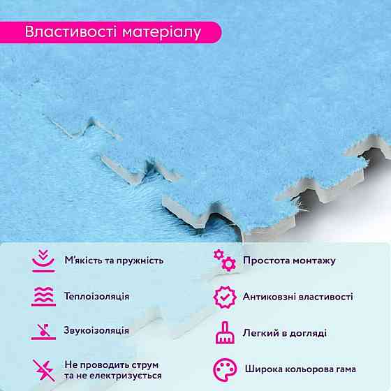 Пол-пазл плюшевый 30х30х1см Голубой (D) SW-00002090 Днепр