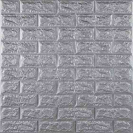 Самоклеюча 3D панель цегла срібляста Київ