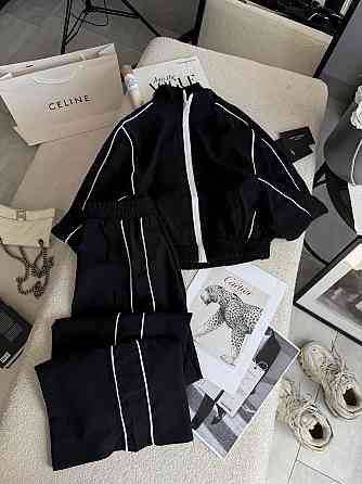 Женский стильный трендовый костюм двойка купра Черный, 44/46 Одесса