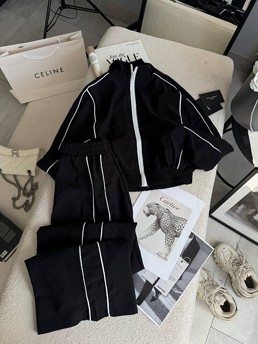 Женский стильный трендовый костюм двойка купра Черный, 44/46 Одесса - изображение 4