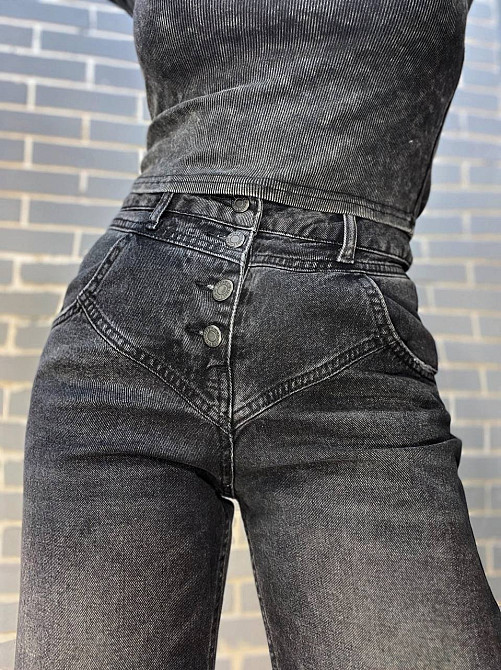 Джинсы женские Its Basic 2909 straight кокетка пуговицы прямые от бедра, черный, 36, 36, 68 см, 100  Одесса - изображение 9