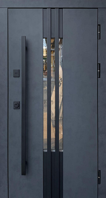 Двері вуличні Форт-М  комплектація "ТЕРМО" модель Термо Дельта ТЕРМОРОЗРИВ Бетон антрацит/Бетон сніжний Київ - фото 1