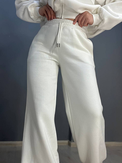 Костюм жіночий Quzen 472-388 пілот блискавка брюки палаццо широкі фліс білий, білий, S Київ - фото 16