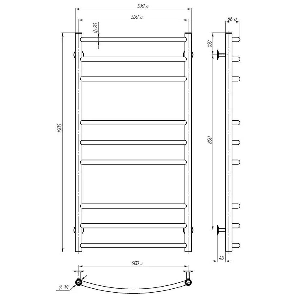 Рушникосушарка UNIO LDE ЕU 1000-500-9 Драбинка Дуга Еліт електро Киев - изображение 5
