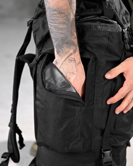 Тактический рюкзак с металлическим каркасом на 100 литров. Каркасный рюкзак. черный РП7469 Одесса - изображение 9