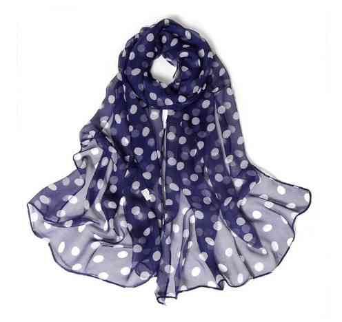 Шарф в горошек женский 150 на 50 см сине-белый Киев