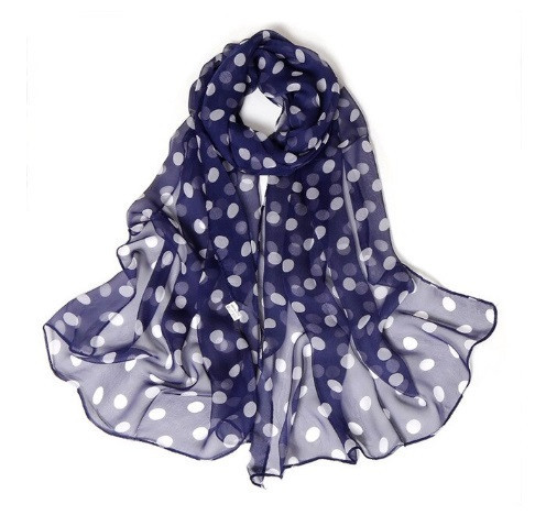 Шарф в горошек женский 150 на 50 см сине-белый Киев - изображение 1