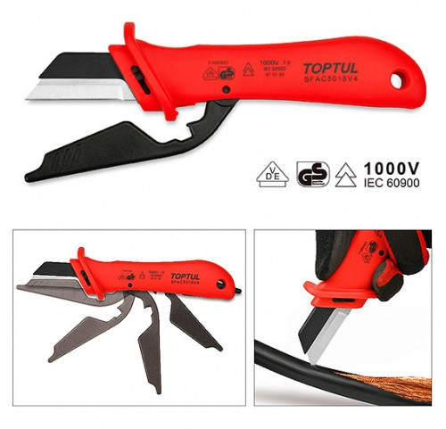 Нож для снятия изоляции с пяткой TOPTUL 1000V VDE SFAC5018V4 Одесса - изображение 2