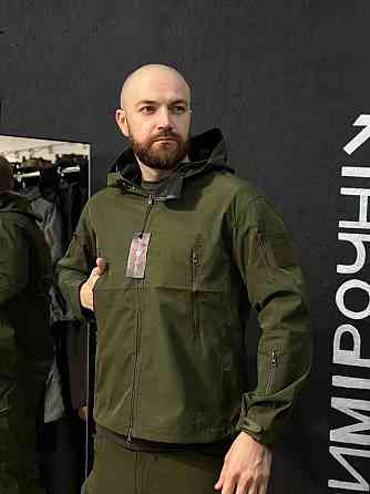 Тактична куртка чоловіча олива легка, водостійка, для туризму, риболовлі та активного відпочинку Львів