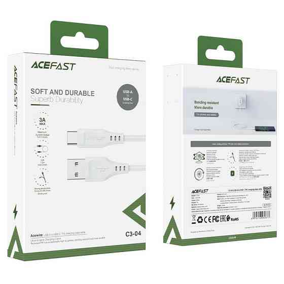 Кабель ACEFAST C3-04 USB to Type-C 3A, 1.2m, TPE, TPE connectors, White Київ
